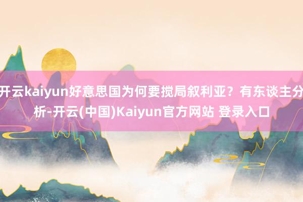 开云kaiyun好意思国为何要搅局叙利亚？有东谈主分析-开云(中国)Kaiyun官方网站 登录入口
